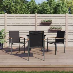 Berkfield Home 5 Piece Garden Dining Set Black Textilene & Steel - thumbnail 2