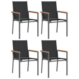 Berkfield Home 5 Piece Garden Dining Set Black Textilene & Steel - thumbnail 4