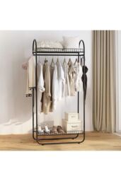 H&O Direct Chic Metal Clothes Rack in Black - thumbnail 1