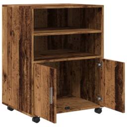 Berkfield Home Rolling Cabinet Old Wood 60x48x81 cm Engineered Wood in Brown - Size: 60 x 48 x 81 cm - thumbnail 7