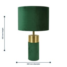 First Choice Lighting Green Velvet Table Lamp - thumbnail 5