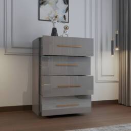 MN Furniture High Gloss 4 Drawer Chest of Drawers Storage Unit with Handles Grey - thumbnail 2