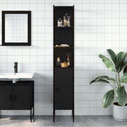 Berkfield Home Bathroom Cabinet Black 33x33x185.5 cm Engineered Wood - thumbnail 3