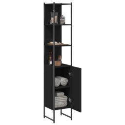 Berkfield Home Bathroom Cabinet Black 33x33x185.5 cm Engineered Wood - thumbnail 4