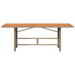 Berkfield Home Garden Table with Acacia Wood Top Beige 190x80x74 cm Poly Rattan - Size: 190 x 80 x 74 cm - thumbnail 6