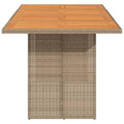 Berkfield Home Garden Table with Acacia Wood Top Beige 190x80x74 cm Poly Rattan - Size: 190 x 80 x 74 cm - thumbnail 4