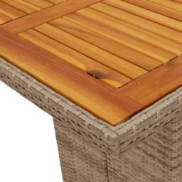 Berkfield Home Garden Table with Acacia Wood Top Beige 190x80x74 cm Poly Rattan - Size: 190 x 80 x 74 cm - thumbnail 8