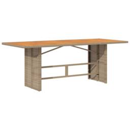 Berkfield Home Garden Table with Acacia Wood Top Beige 190x80x74 cm Poly Rattan - Size: 190 x 80 x 74 cm - thumbnail 5
