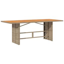 Berkfield Home Garden Table with Acacia Wood Top Beige 190x80x74 cm Poly Rattan - Size: 190 x 80 x 74 cm - thumbnail 2