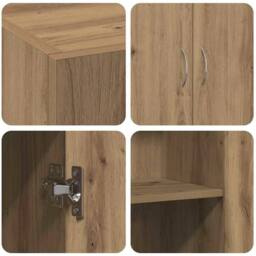 Berkfield Home Office Cabinet - Artisan Oak - 60 x 32 x 77.5 cm - Engineered Wood in Brown - thumbnail 9