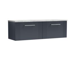 Balterley 2 Drawer Wall Hung Vanity Unit Grey Laminate Worktop, 1200mm - thumbnail 1