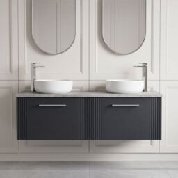 Balterley 2 Drawer Wall Hung Vanity Unit Grey Laminate Worktop, 1200mm - thumbnail 8