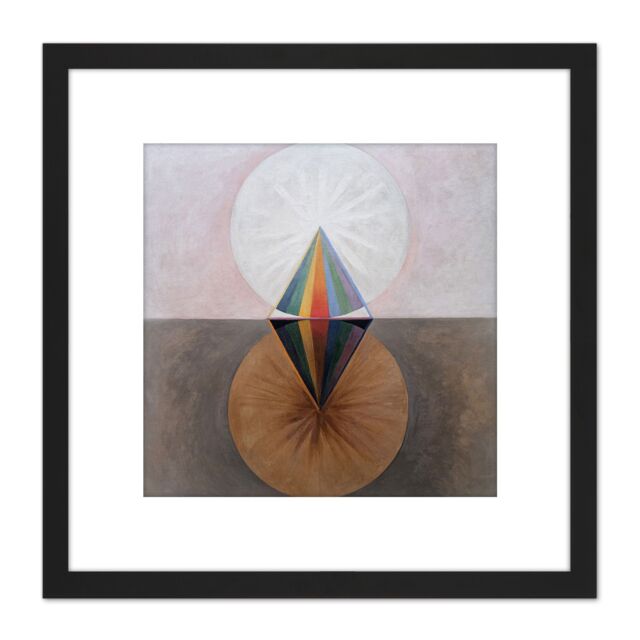Artery8 Hilma Af Klint Group Ix Suw The Swan No 12 Abstract 8X8 Inch Square Wooden Framed Wall Art Print Picture with Mount in Black - image 1