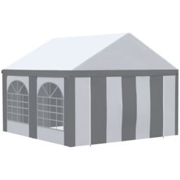OUTSUNNY Party Tent, Marquee Gazebo with Sides, Windows & Double Doors in White - thumbnail 2