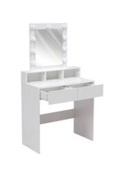 Dressing Table with Illuminated Vanity Mirror in White - thumbnail 3