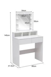 Dressing Table with Illuminated Vanity Mirror in White - thumbnail 6