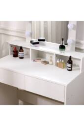 Dressing Table with Illuminated Vanity Mirror in White - thumbnail 5