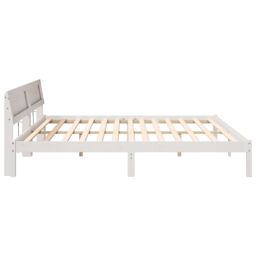 Berkfield Home with LED Strip Lights with Headboard White 200 cm x 200 cm Metal & Wood - thumbnail 6
