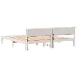 Berkfield Home with LED Strip Lights with Headboard White 200 cm x 200 cm Metal & Wood - thumbnail 7