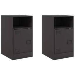 Berkfield Home Stylish Bedside Cabinets 2pcs Black 34.5x39x62 cm Steel - thumbnail 3
