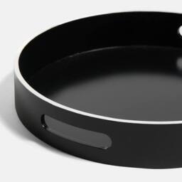 OHS Monochrome Round Serving Tray Coffee Table Organiser Storage in Black - thumbnail 5
