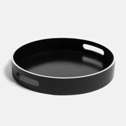 OHS Monochrome Round Serving Tray Coffee Table Organiser Storage in Black - thumbnail 3
