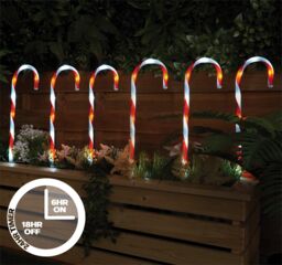 Netagon Outdoor LED Christmas Candy Cane Set of 6 with Timer & Battery operation in Red