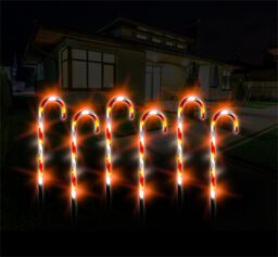 Netagon Outdoor LED Christmas Candy Cane Set of 6 with Timer & Battery operation in Red - thumbnail 5