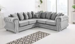 Sofa World Falcon Corner Diamonds Scatterback Sofa in Silver