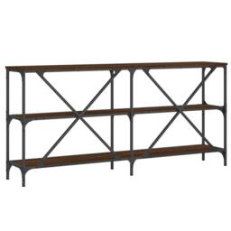 Berkfield Home Console Table Brown Oak 160x30x75 cm Engineered Wood & Iron - Size: 160 x 30 x 75 cm - thumbnail 6