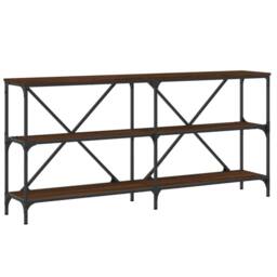 Berkfield Home Console Table Brown Oak 160x30x75 cm Engineered Wood & Iron - Size: 160 x 30 x 75 cm - thumbnail 1