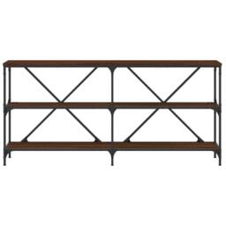 Berkfield Home Console Table Brown Oak 160x30x75 cm Engineered Wood & Iron - Size: 160 x 30 x 75 cm - thumbnail 4