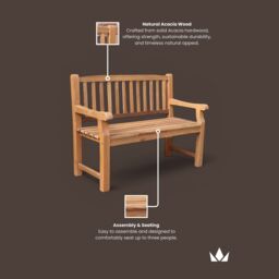 Royalcraft TURNBURY 2 Seater Bench in Natural - thumbnail 5