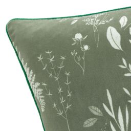 Furn Fearne Floral Printed Velvet Reversible Cushion in Green - Size: 50 cm x 50 cm - thumbnail 4