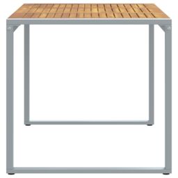 Berkfield Home Outdoor Dining Table Grey 140x80x75 cm Steel&Solid Wood Acacia - Size: 140 x 80 x 75 cm - thumbnail 6