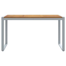 Berkfield Home Outdoor Dining Table Grey 140x80x75 cm Steel&Solid Wood Acacia - Size: 140 x 80 x 75 cm - thumbnail 5