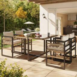 Matteo Hand-Woven Garden Sofa Set for 4 with Beige Cushions & Glass Table - thumbnail 4