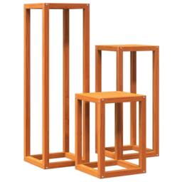 Berkfield Home Plant Stands 3 pcs Wax Brown Solid Wood Pine - thumbnail 3