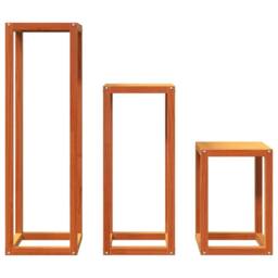Berkfield Home Plant Stands 3 pcs Wax Brown Solid Wood Pine - thumbnail 5