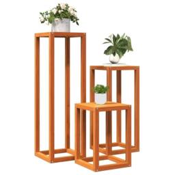 Berkfield Home Plant Stands 3 pcs Wax Brown Solid Wood Pine - thumbnail 4