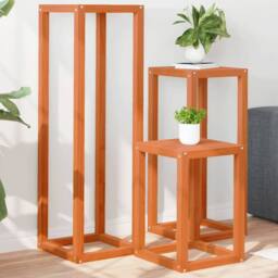 Berkfield Home Plant Stands 3 pcs Wax Brown Solid Wood Pine - thumbnail 2