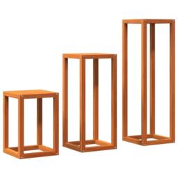 Berkfield Home Plant Stands 3 pcs Wax Brown Solid Wood Pine - thumbnail 7