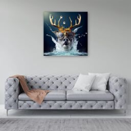 "Warren Reed - Designer Stag With Glasses Splashart Canvas in Grey - Size: W16"" x H16""" - thumbnail 4