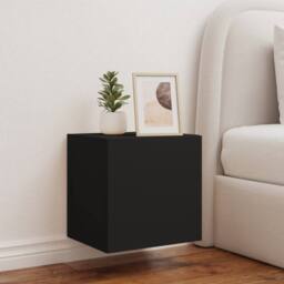 Berkfield Home TV Wall Cabinet with LED Lights Black 40.5x35x40 cm - thumbnail 5