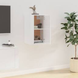 Berkfield Home Wall Mounted TV Cabinet High Gloss White 40x34.5x60 cm - thumbnail 4