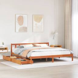 Berkfield Home Bed Frame without Mattress Wax Brown 180x200 cm Super King Solid Wood Pine - thumbnail 1