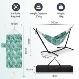 VonHaus 2 Person Freestanding Outdoor Hammock with Stand in Green - Size: 1 Pack - thumbnail 9