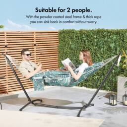VonHaus 2 Person Freestanding Outdoor Hammock with Stand in Green - Size: 1 Pack - thumbnail 4