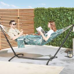 VonHaus 2 Person Freestanding Outdoor Hammock with Stand in Green - Size: 1 Pack - thumbnail 1