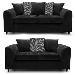 Furnishings For Less UK Zina Chenille Fabric 3 + 2 Seater Sofa Suite in Black - thumbnail 3